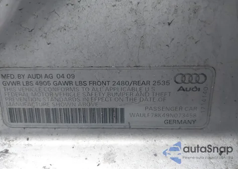 2009 Audi A4 2.0T Premium from USA, damaged, VIN WAULF78K49N073458